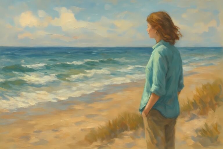 Person gazing at the ocean