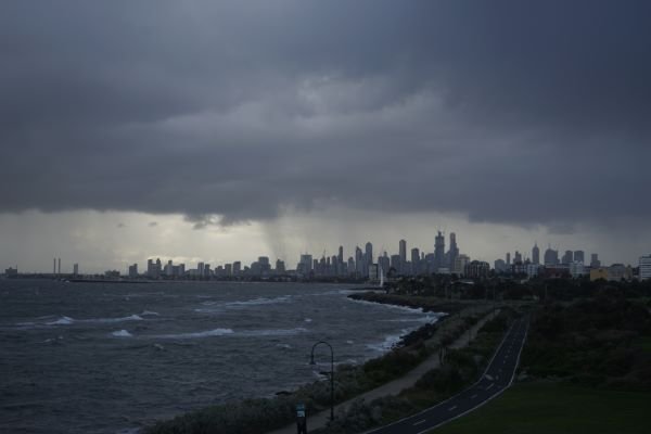 Storm clouds over Melbourne on a winters day.